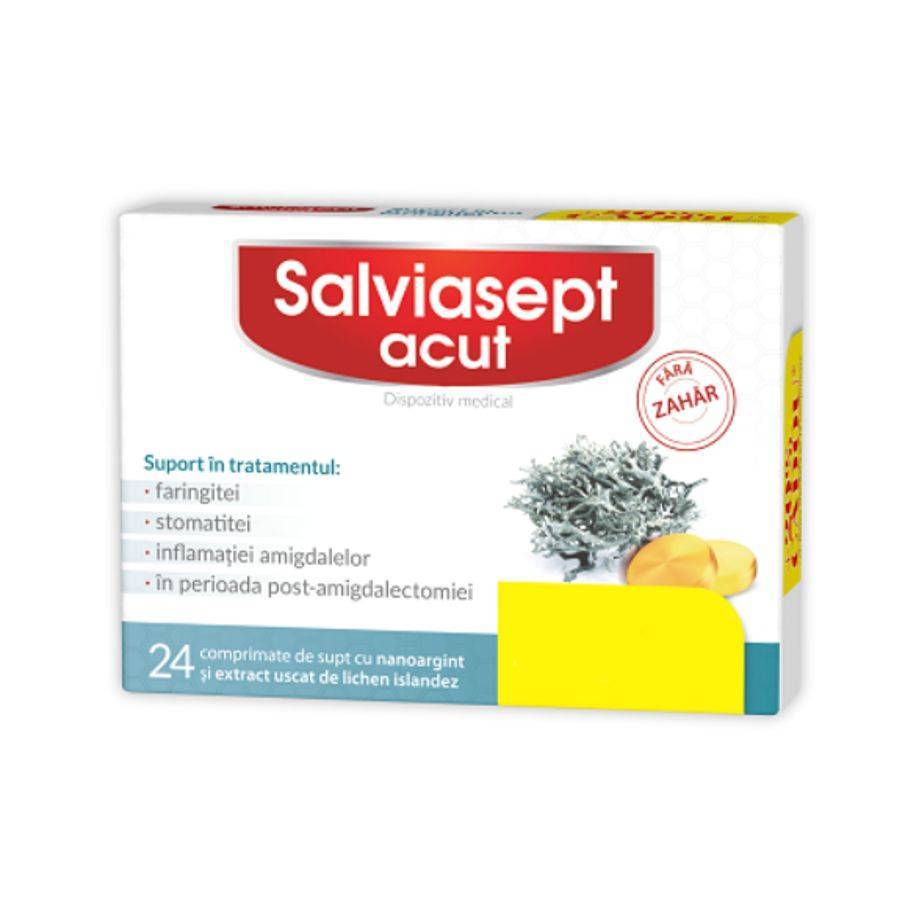 Salviasept Acut fără zahăr, 24 comprimate, Zdrovit